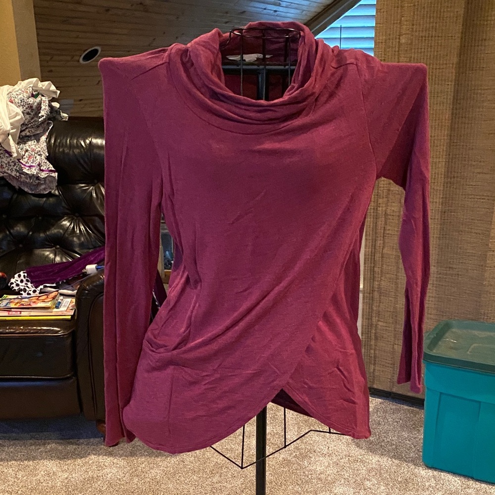 Women's Cowl Neck Sweater - Burgundy